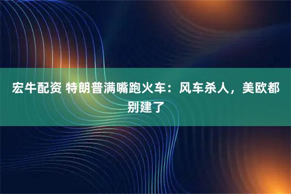 宏牛配资 特朗普满嘴跑火车：风车杀人，美欧都别建了