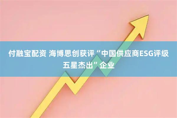付融宝配资 海博思创获评“中国供应商ESG评级五星杰出”企业